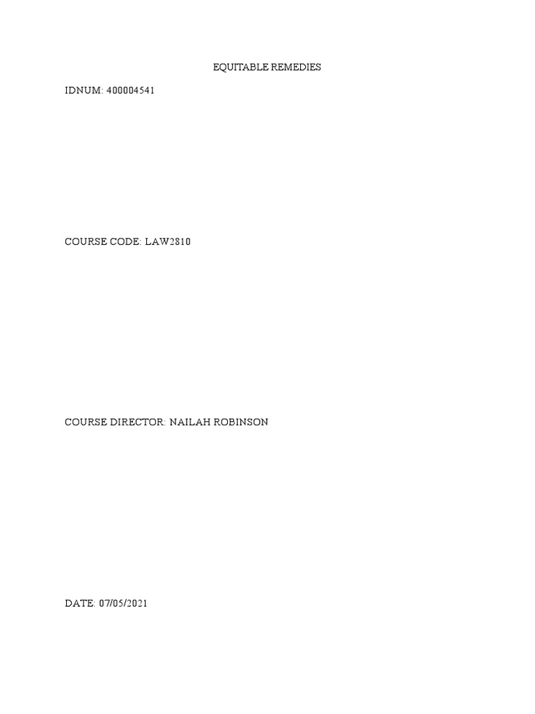 EQUITABLE REMEDIES Final PDF Estoppel Laches (Equity)