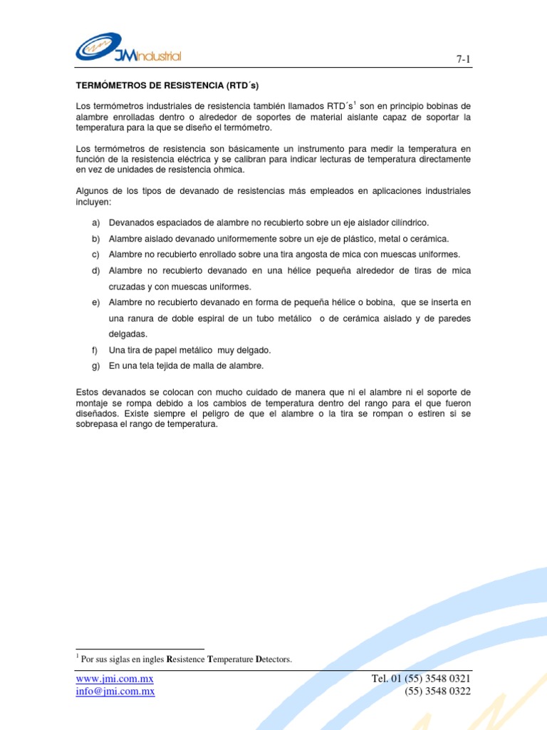Qué es un RTD y su funcionamiento | PDF | Temperatura | Resistencia ...