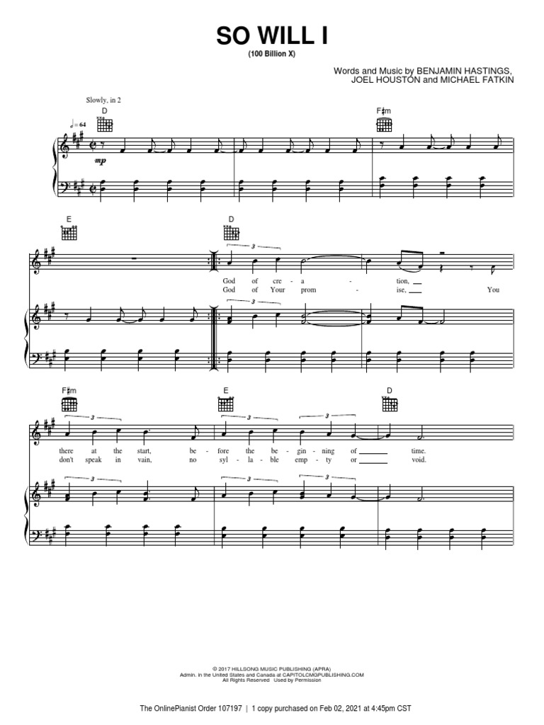 Partitura SO WILL I Hillsong | PDF