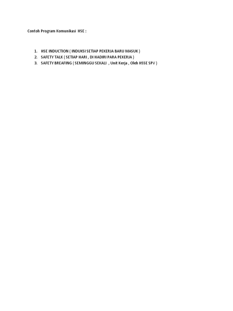 Contoh Program Komunikasi HSE | PDF | Karier & Perkembangan | Seni