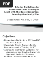 Interim Guidelines For Assessment and Grading in Light With The Basic Education Learning Continuity Plan