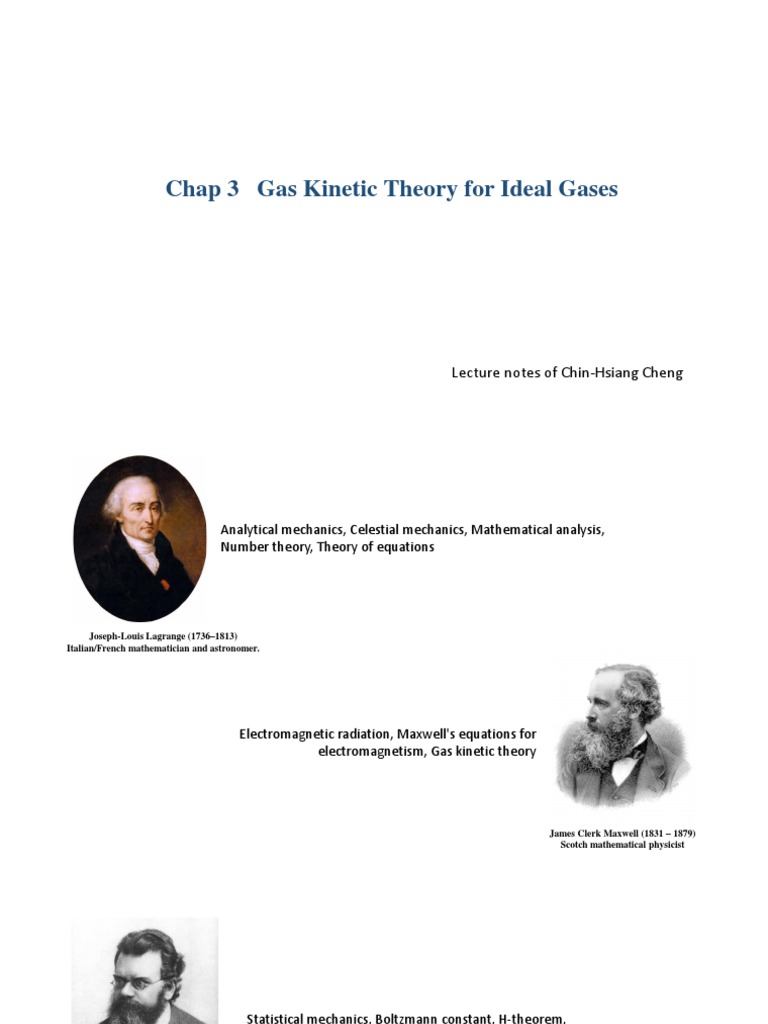 Chap 3 Gas Kinetic Theory For Ideal Gases | PDF | Gases | Mathematical ...