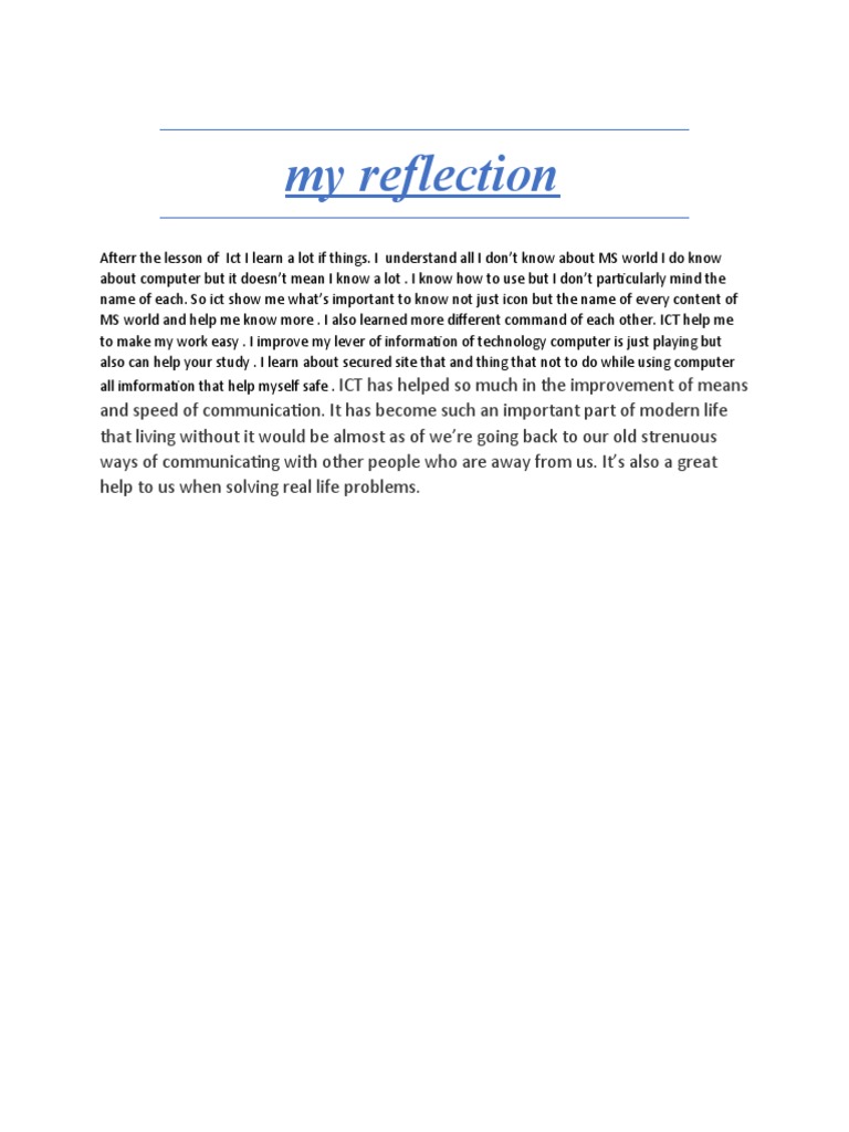 My Reflection | PDF | Computers