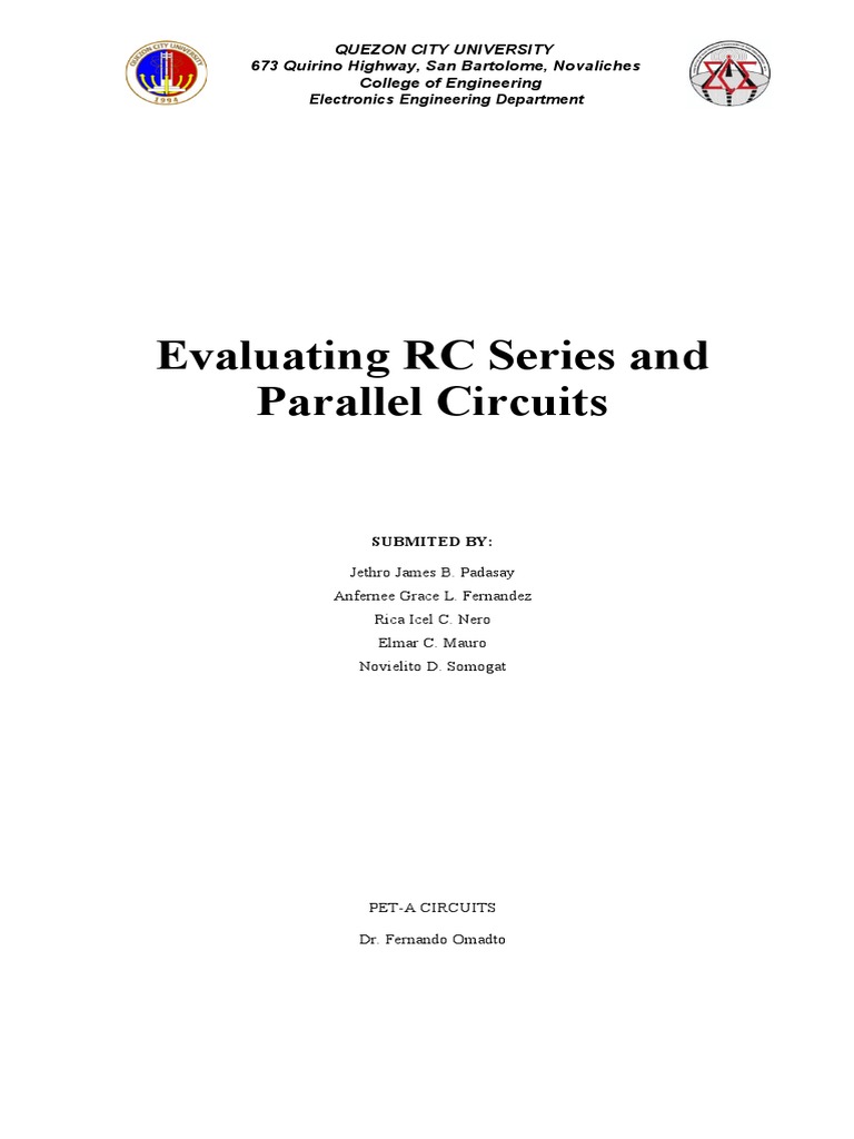 Evaluating RC Series and Parallel Circuits Group 3 | PDF | Electrical ...
