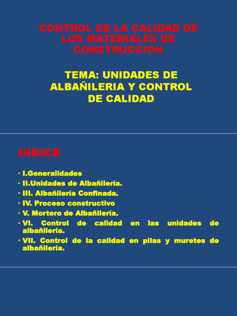 Control de Calidad en Albañilería 2025 | PDF | Albañilería | Hormigón