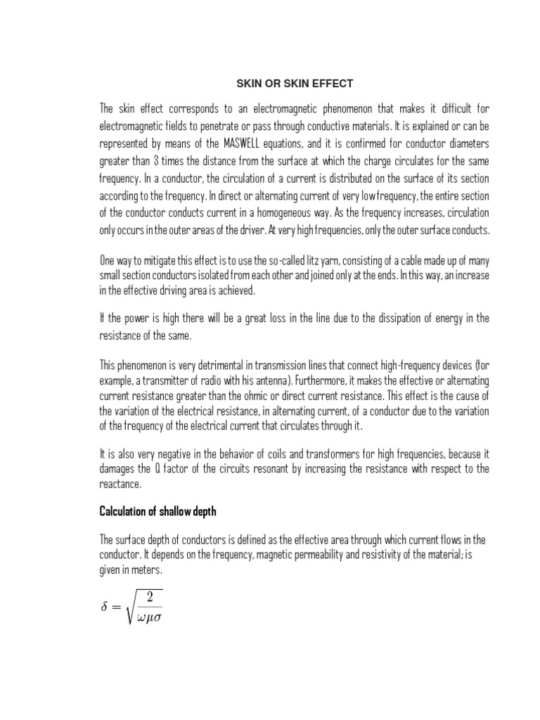 Skin Effect Calculation – Skin Depth Formula – MKRTMO