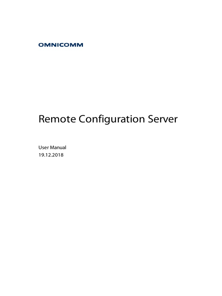 Remote Configuration Server: User Manual 19.12.2018 | PDF | General ...