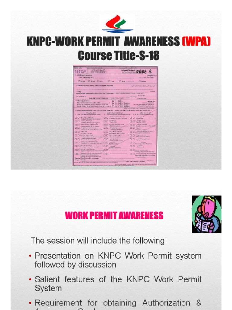 KNPC Work Permit Awareness Training | PDF | Risk | Fires