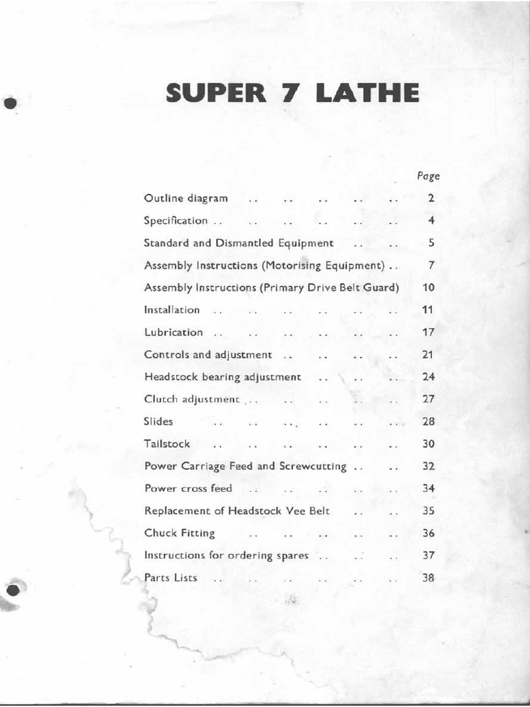 Myford Super 7 Manual | PDF