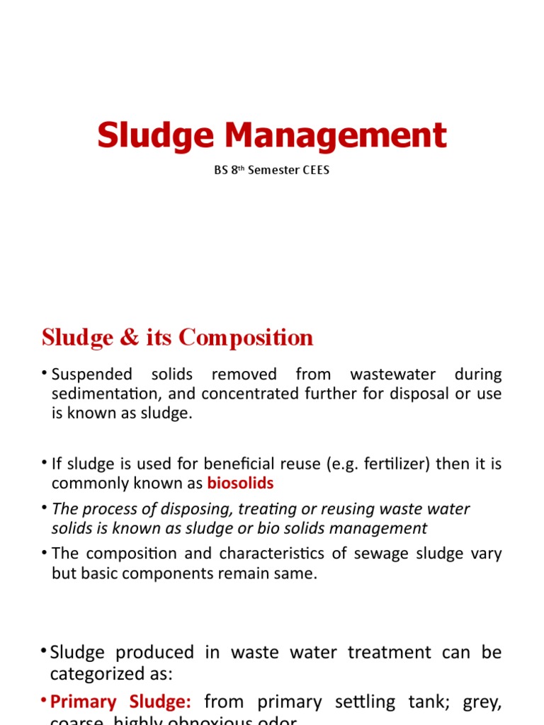 Sludge Management & Treatment Guide | PDF | Sewage Treatment ...