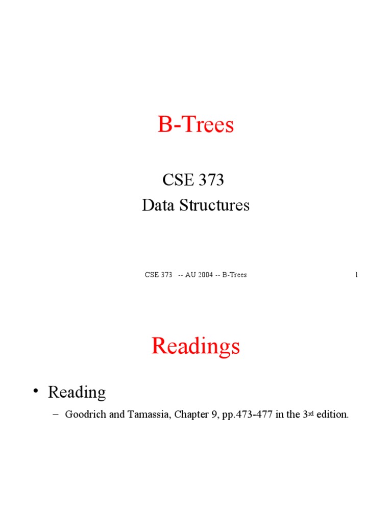B-Trees: CSE 373 Data Structures | PDF | Information Retrieval | Data