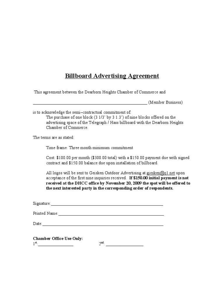 Billboard Advertising Agreement PDF
