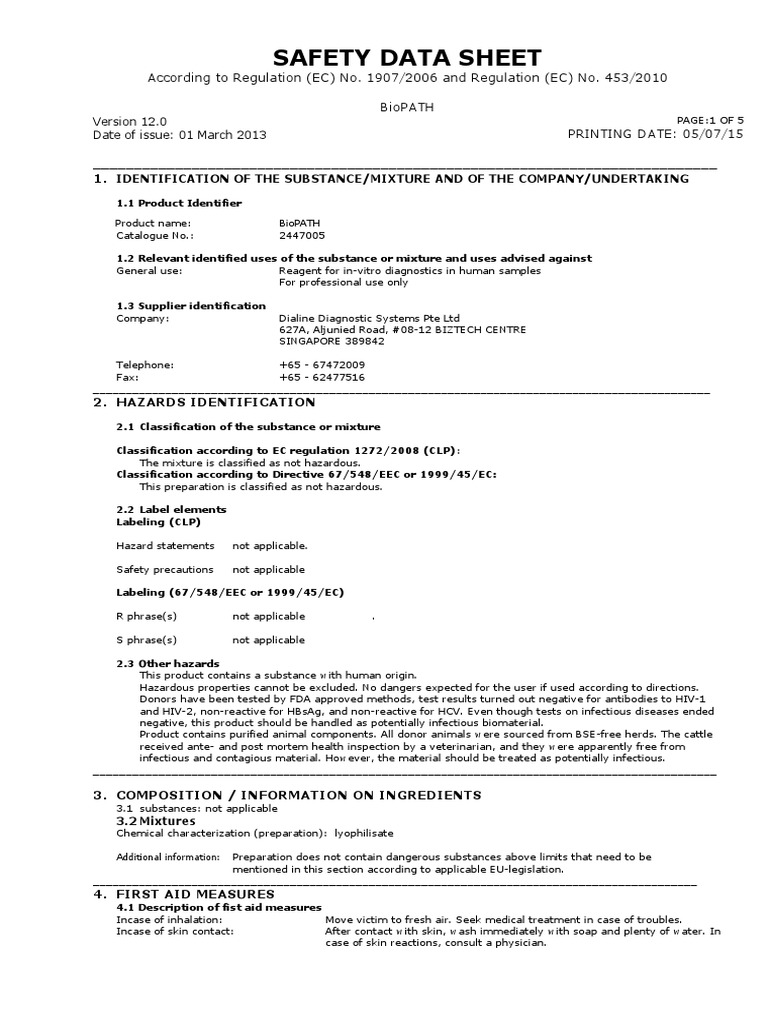 BioPATH - 2447005 - VER - 12 - 2013 - 01 MARCH | PDF | Toxicity ...