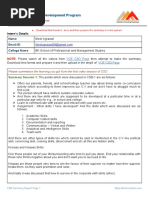 VCE Corporate Skill Development Program: CSD Summary Report Format