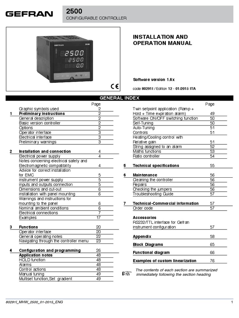 Installation and Operation Manual General Index PDF Power Supply
