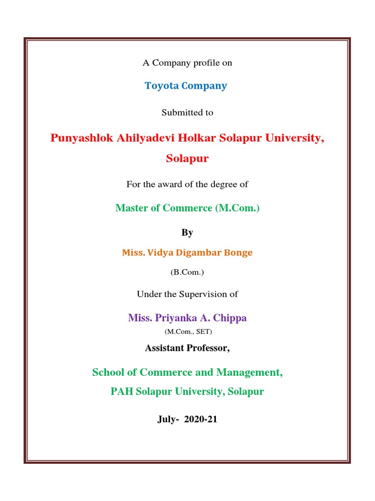 Company Profile (Toyota) | PDF | Toyota | Car