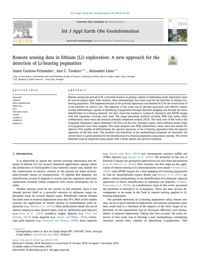 Remote Sensing Mineral Exploration Lithium | PDF | Principal Component ...