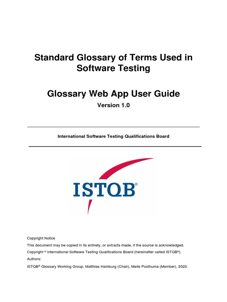 Istqb glossary user guide v1 0 pdf international software testing