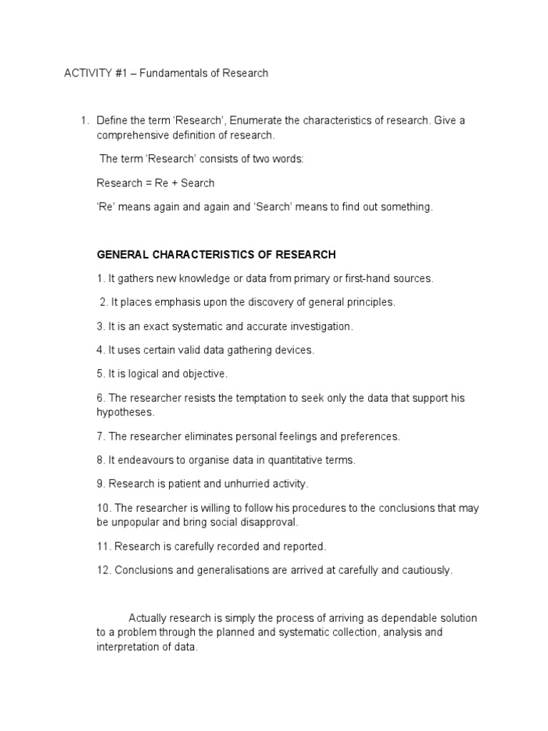 Fundamentals of Research - Assignment 1 | PDF | Hypothesis ...