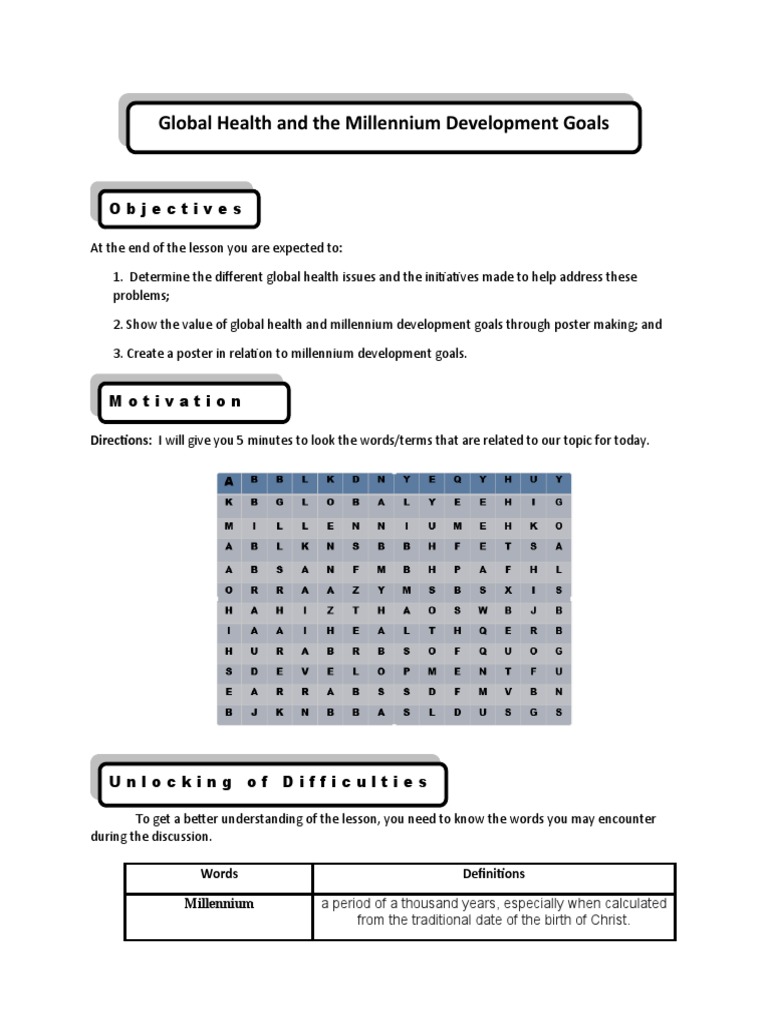 Global Health and MDG Poster Creation | PDF | Maternal Health | Infant ...