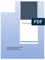 Assisgnment: Student Name: Ihalagedara Dilrukshi Student Number: S1459642 Subject: Audit Theory and Assurance