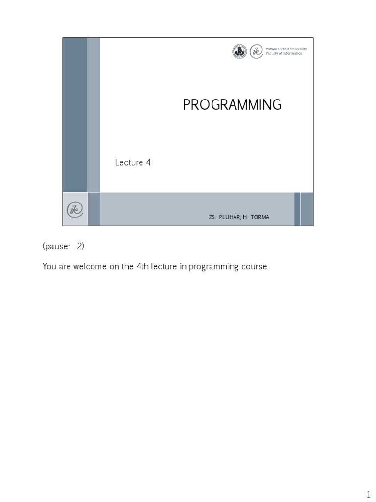4rd Lecture Poas2 | PDF | Control Flow | Sequence