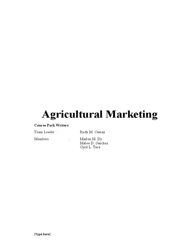 Importance of Agricultural Marketing | PDF | Retail | Market (Economics)