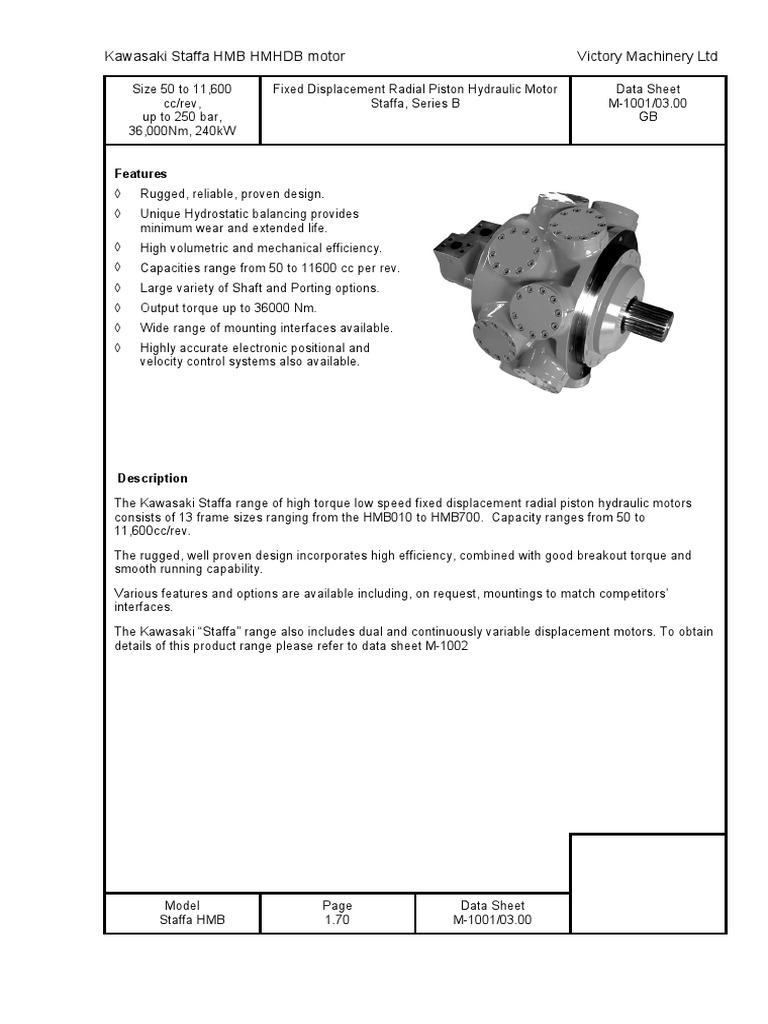 Kawasaki Staffa HMB and HMC Hydraulic Motor 2 PDF Screw Chemical