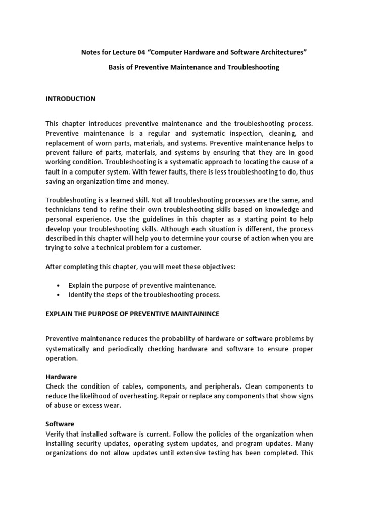 Notes For Lecture 04 Hardware and Software Architectures