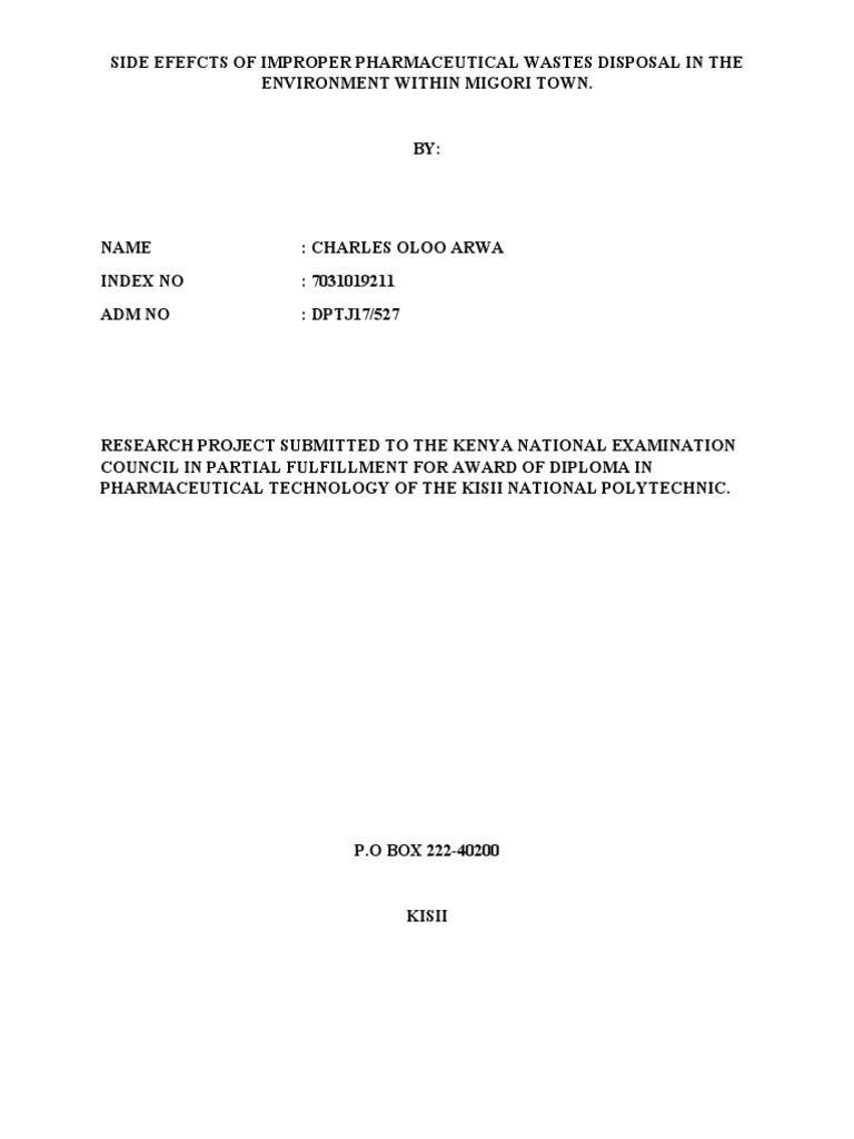 SIDE EFFECTS OF IMPROPER WASTE DISPOSAL IN THE ENVIRONMENT WITHIN