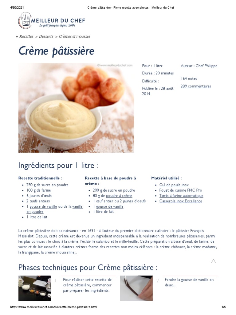 Recettes des différentes Crèmes pâtissières - laurafoodfamily.fr