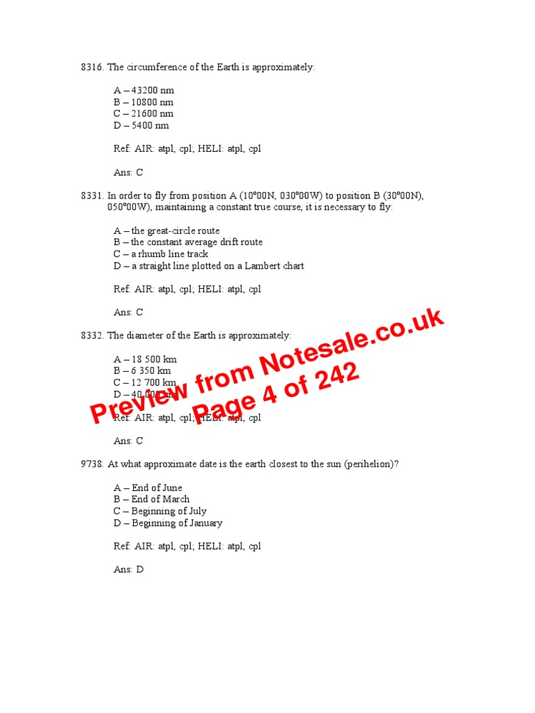 General Navigation Questions | PDF | Latitude | Compass