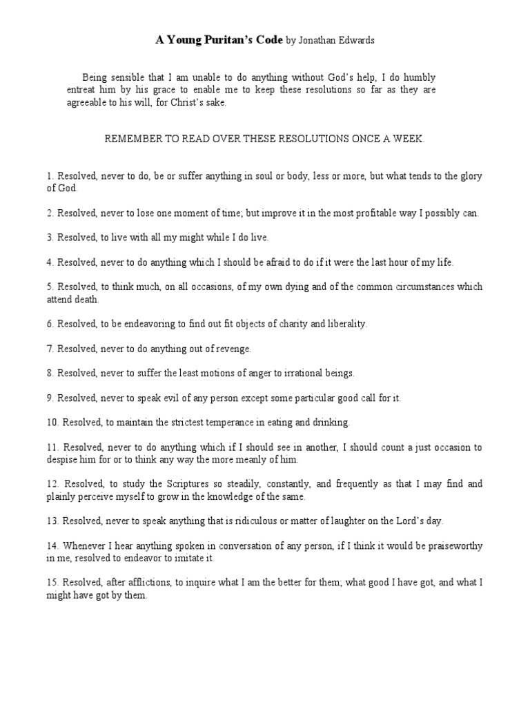 Young Puritan&rsquo;s Code | PDF