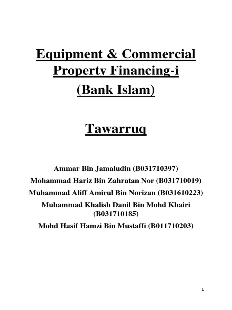 Tawarruq in Bank Islam Financing | PDF | Islamic Banking And Finance ...