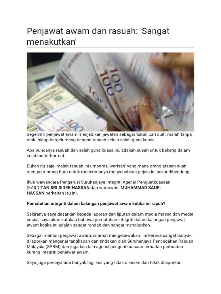 Penjawat Awam Dan Rasuah | PDF