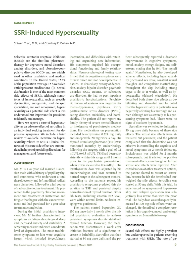 SSRI-Induced Hypersexuality: Case Report | PDF | Selective Serotonin