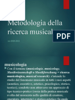 Metodologia Della Ricerca Musicale 2021