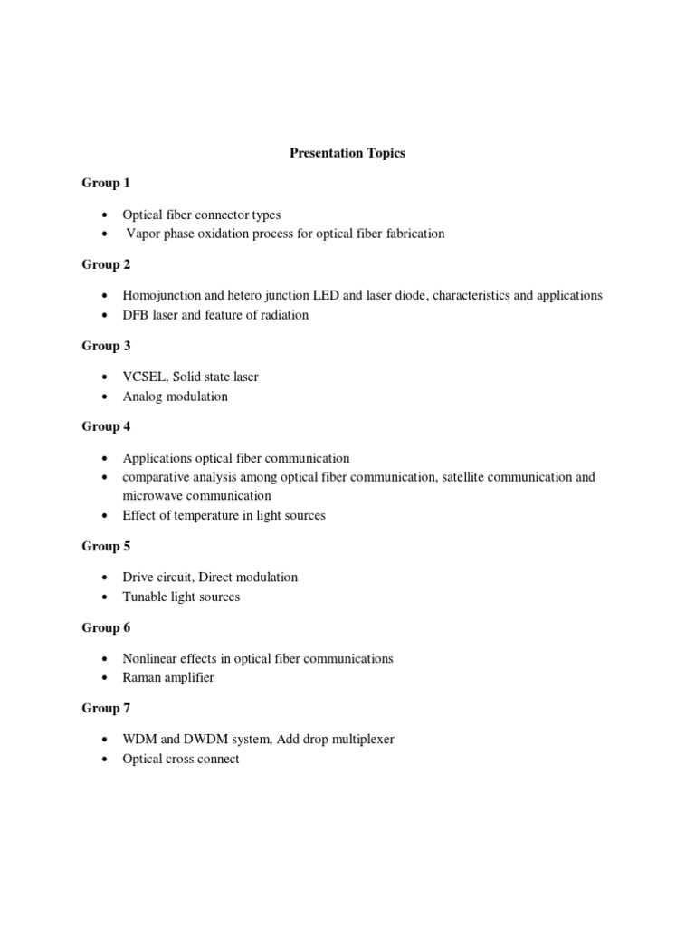 Presentation Topics | PDF