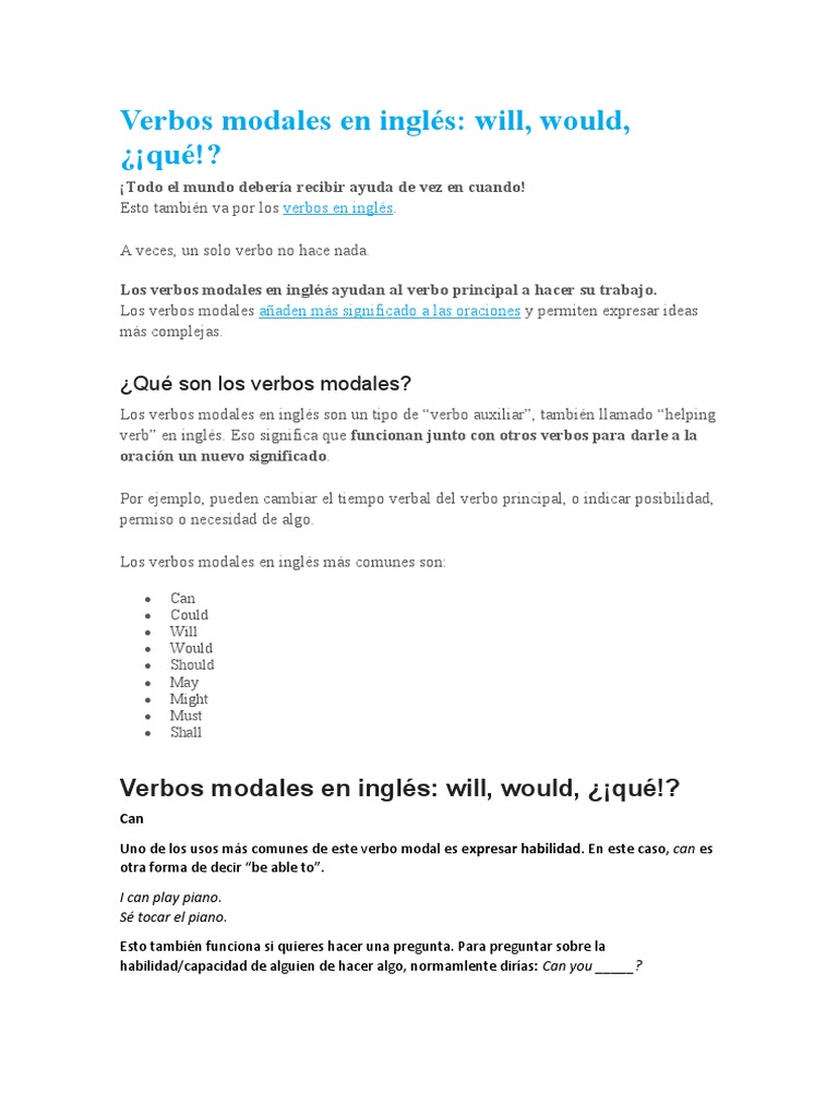 Verbos modales en inglés: usos y ejemplos | PDF | Verbo | Gramática
