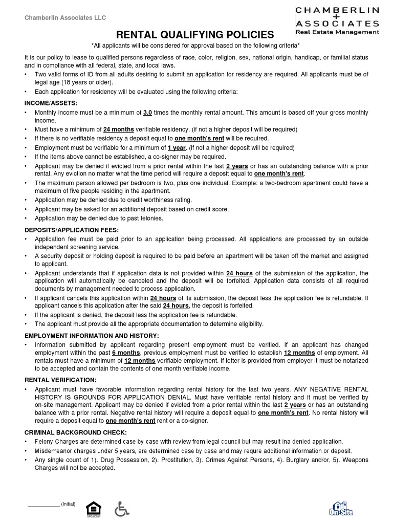 Rental Qualification Policies A Comprehensive Guide to Chamberlin