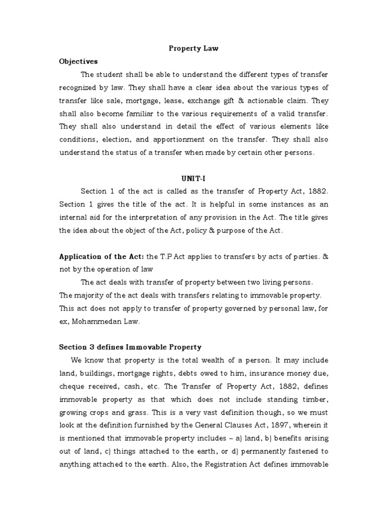 Understanding Property Transfer Law | PDF | Apportionment | Concurrent ...