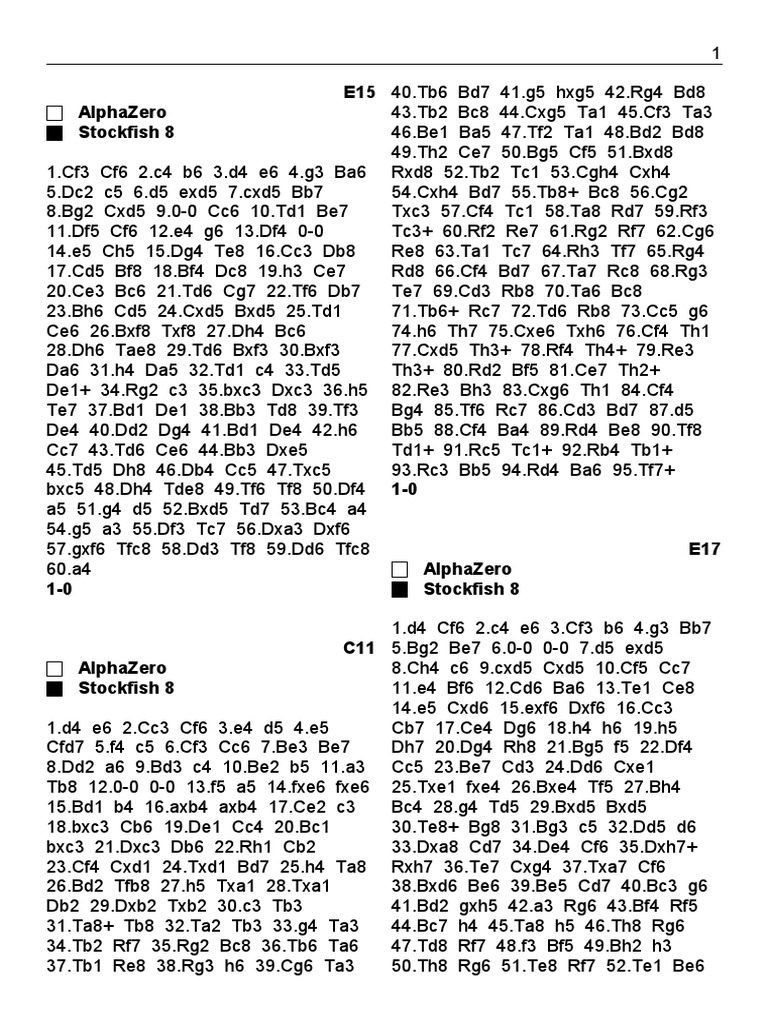 Xadrez Alphazero Vs Stockfish, PDF, Chess