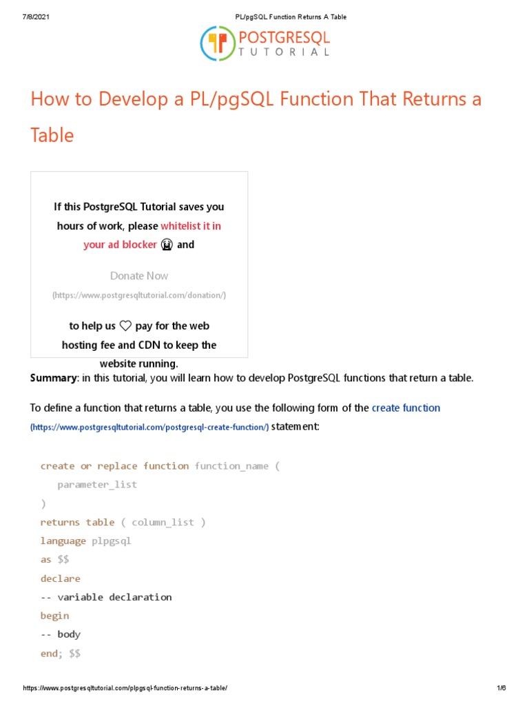 Pgsql Function