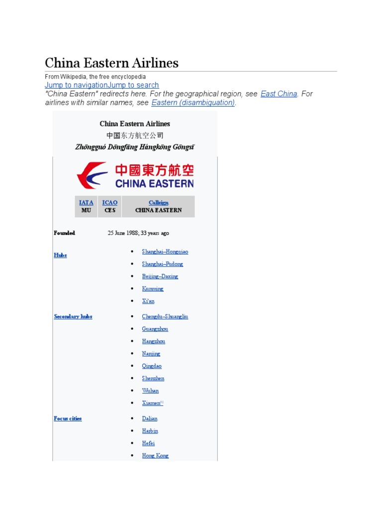 China Eastern Airlines: Jump To Navigation Jump To Search | PDF ...