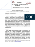 Normativa Legal de La Migración en El Ecuador Legal Regulations On Migration in Ecuador