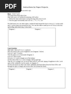 Instructions for Paper Projects