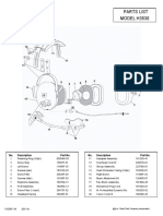 MODEL H3530 Parts List: Description No. Part No. Description No. Part No