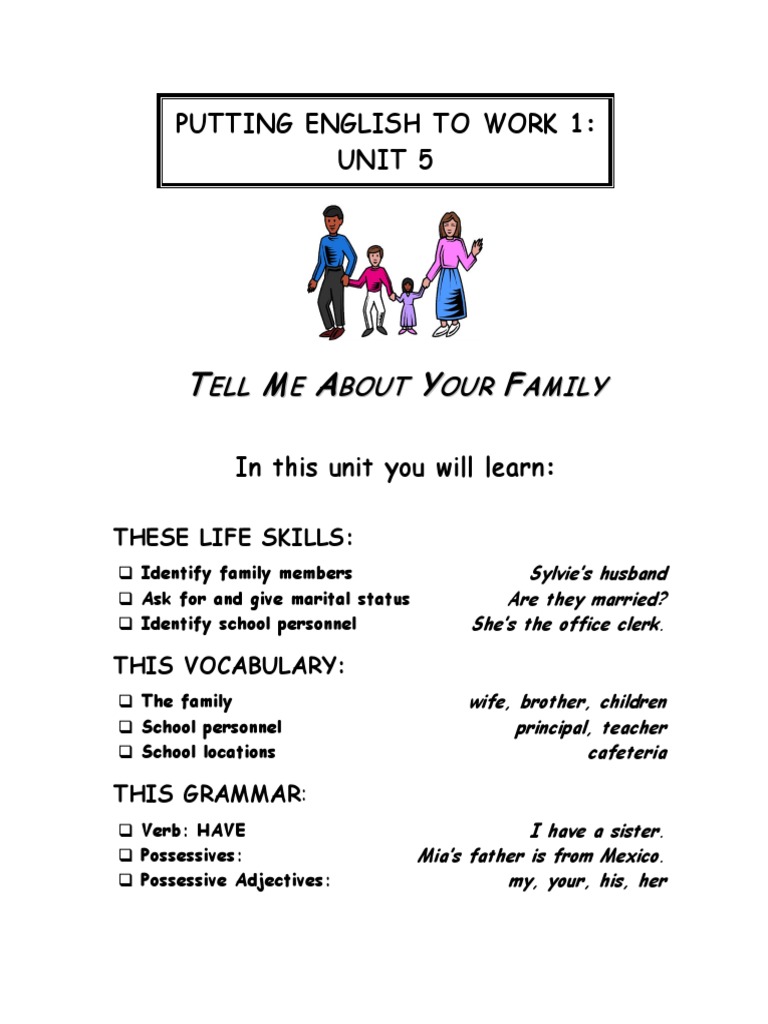 PUTTING ENGLISH TO WORK 1 UNIT 5. in This Unit You Will Learn PDF