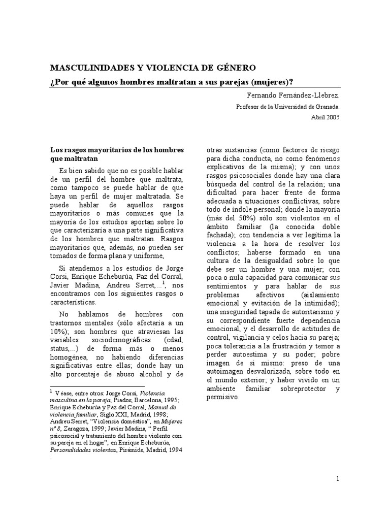 Masculinidad y Violencia de Género | PDF | La violencia contra las ...