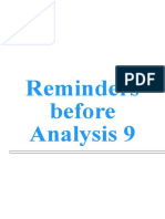 Reminders Before Analysis 9